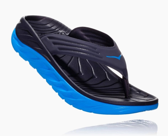 Hoka Flip Flops Outlet - HOKA ONE ONE ORA Recovery Flip Herre Marineblå [NO-97TAME]